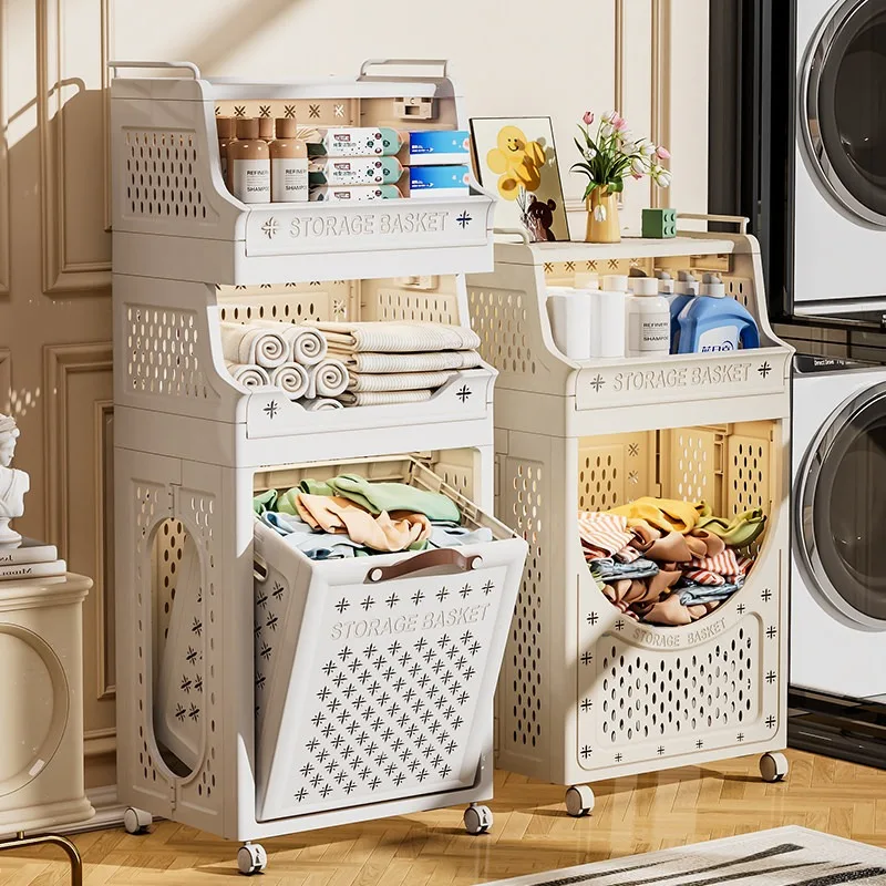 Cabinet Bathroom Laundry Hamper Tilt Out Large Shelves White Laundry Baskets Washing Trash Cesta Para Ropa Sucia Household Items