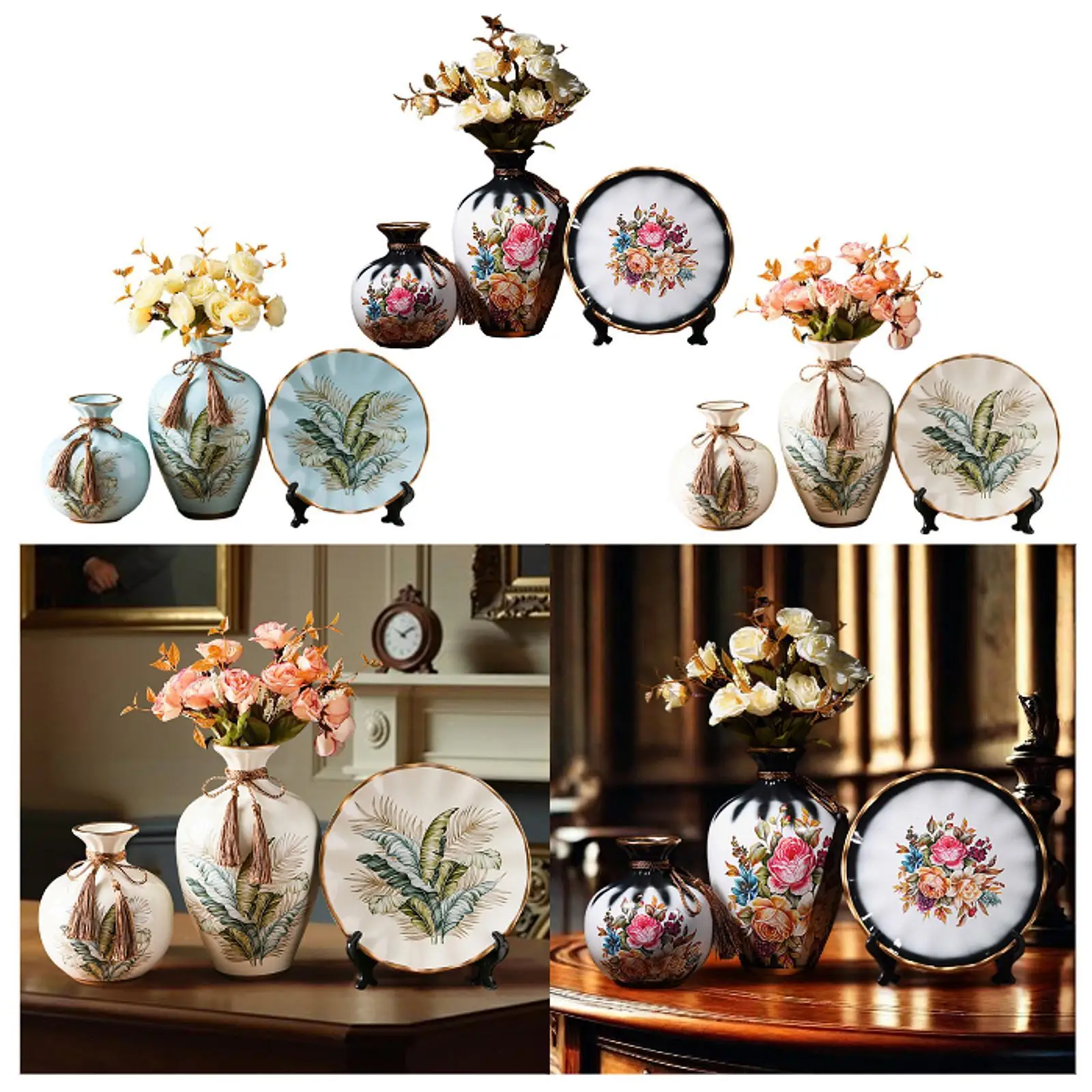 

Ceramic Flower Vase Set Versatile Floral Arrangement for Shelf Wedding Decor
