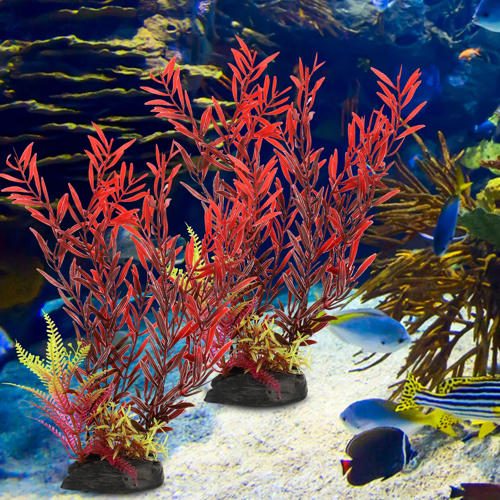 

2pcs Aquarium Plant Decoration Faux Fish Tank Plants Realistic Design Premium Materials Artificial Grass Pet Supplies