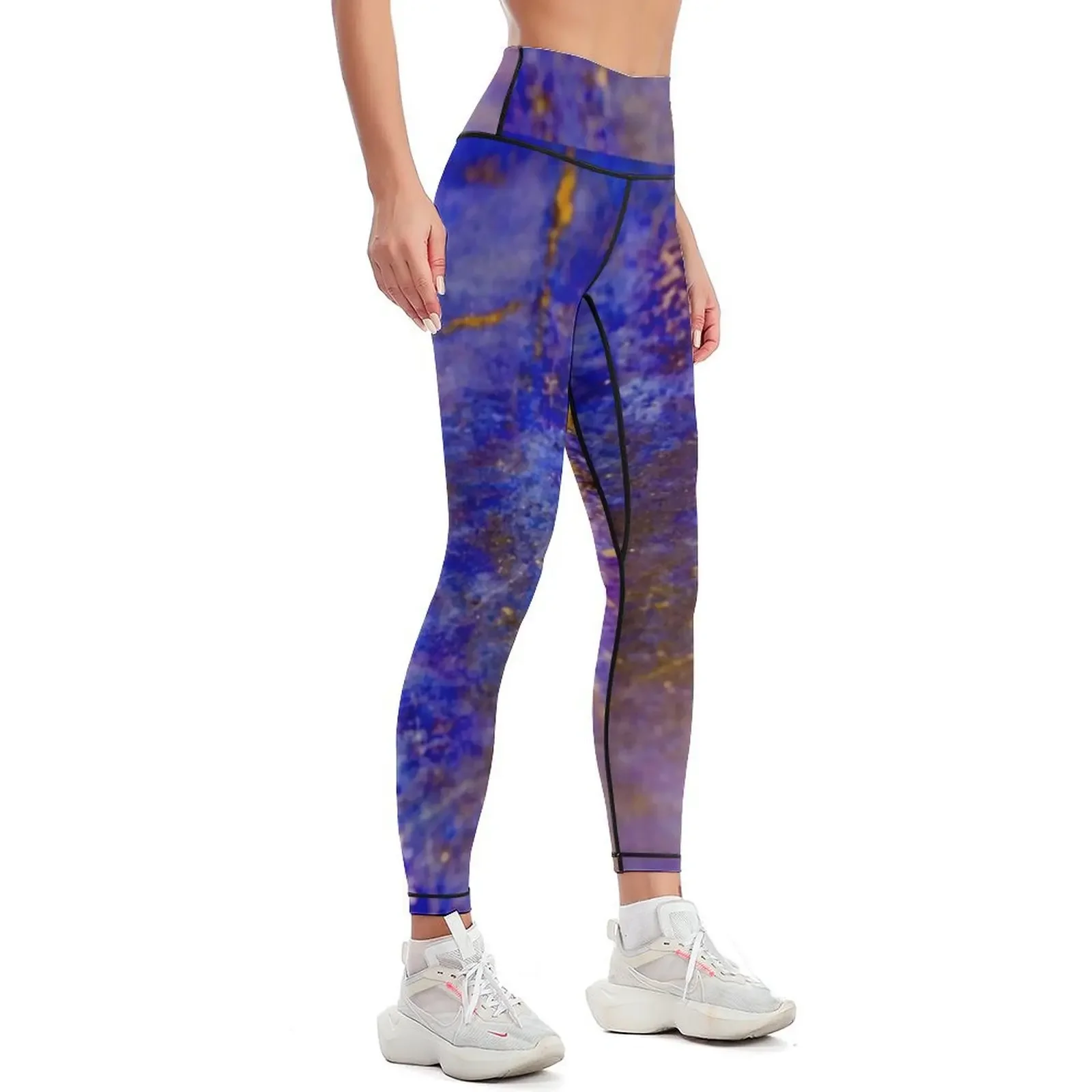 Blue marble - patterned texture background Leggings sports woman gym flared Golf wear Women's high waist Womens Leggings