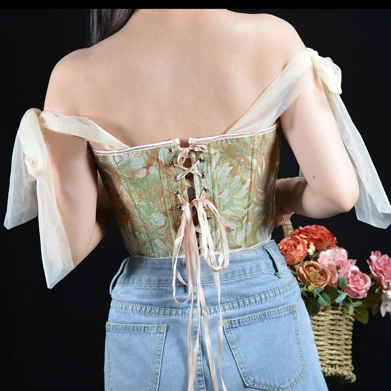 Corset Top  Adjusted Strap Boned Pile Collar Bustier Sexy Summer Party Crop Tank Top