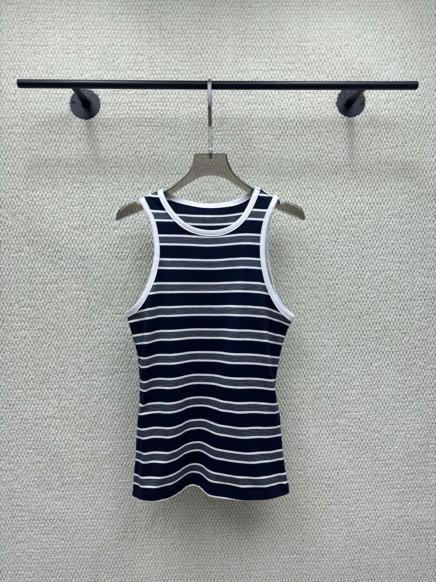 

High Quality Commuter Women's round Neck Striped Vest Fashionable Slimming Versatile Top Pure Cotton Splice Design Summer Outfit