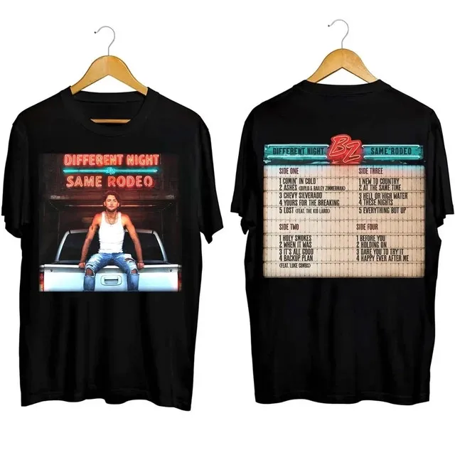 Camiseta para fanáticos del country de la gira Different Night Same Rodeo Tour 2026 de Bailey Zimmerman