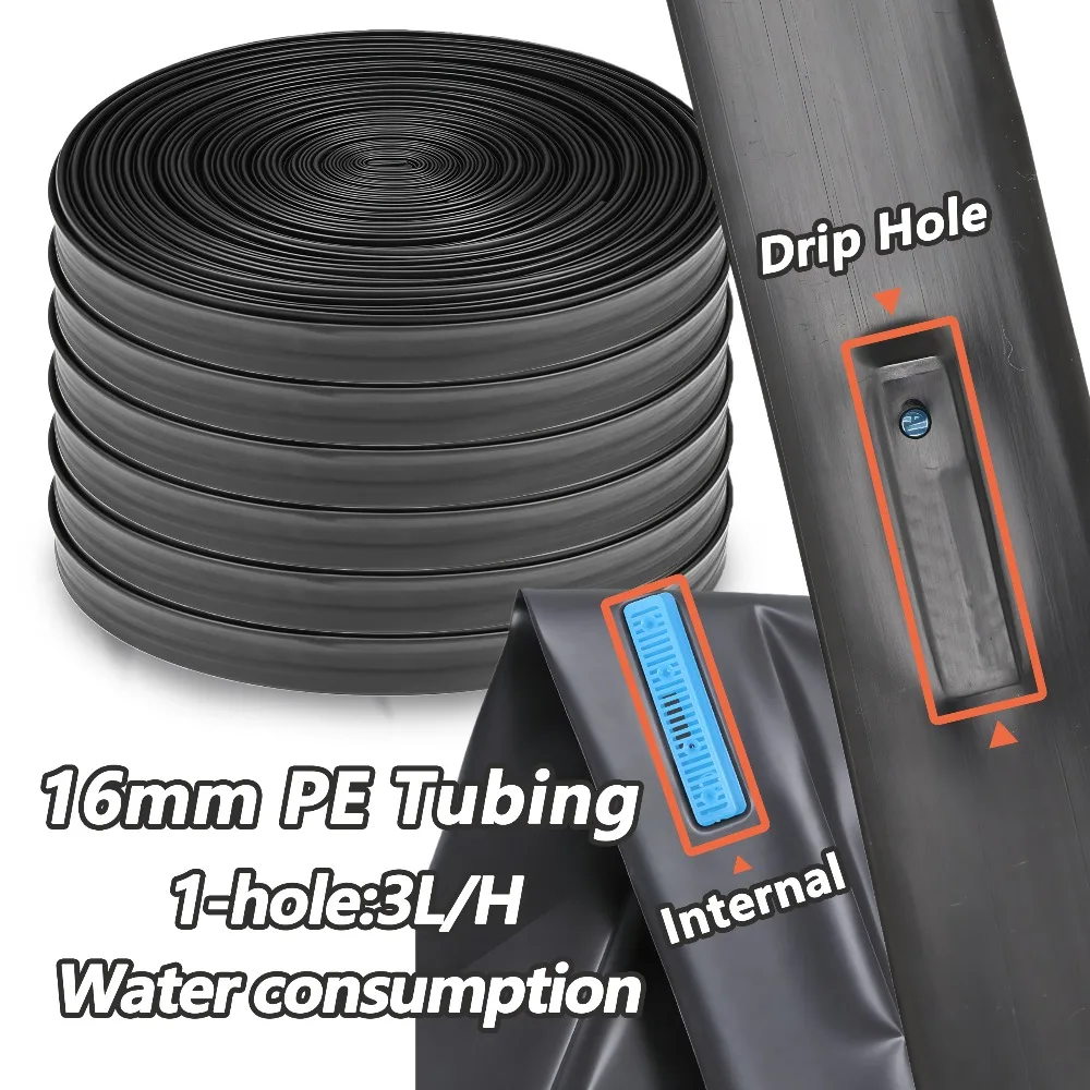 Farm Agricultural Irrigation 50 100m Drip Tape 16mm PE Tubing Spacing 10 40cm Garden Greenhouse Water Soaker Hose Dripper Roll