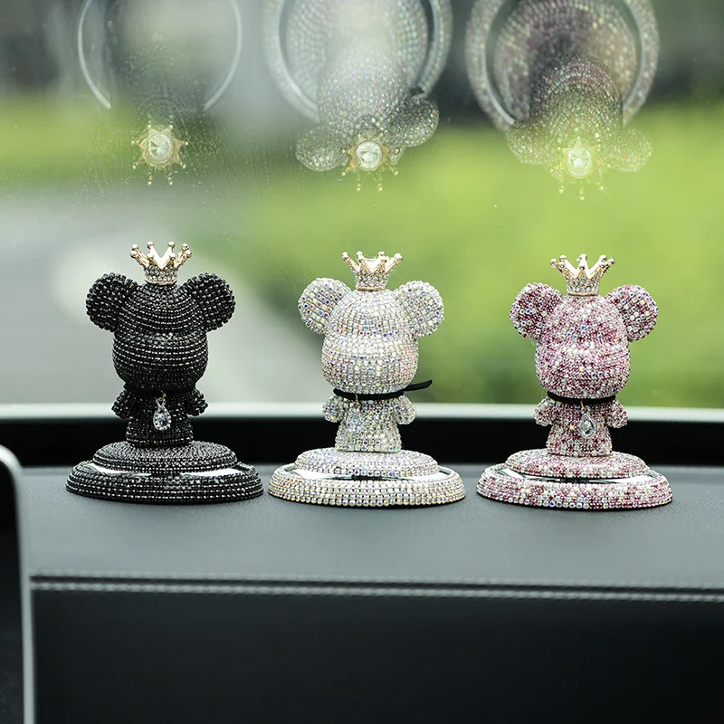 Car Ornaments Cartoon Net Red Diamond Encrusted Violence Bear Car Fragrance Big Head Bear Perfume Seat Creative Car Jewelry