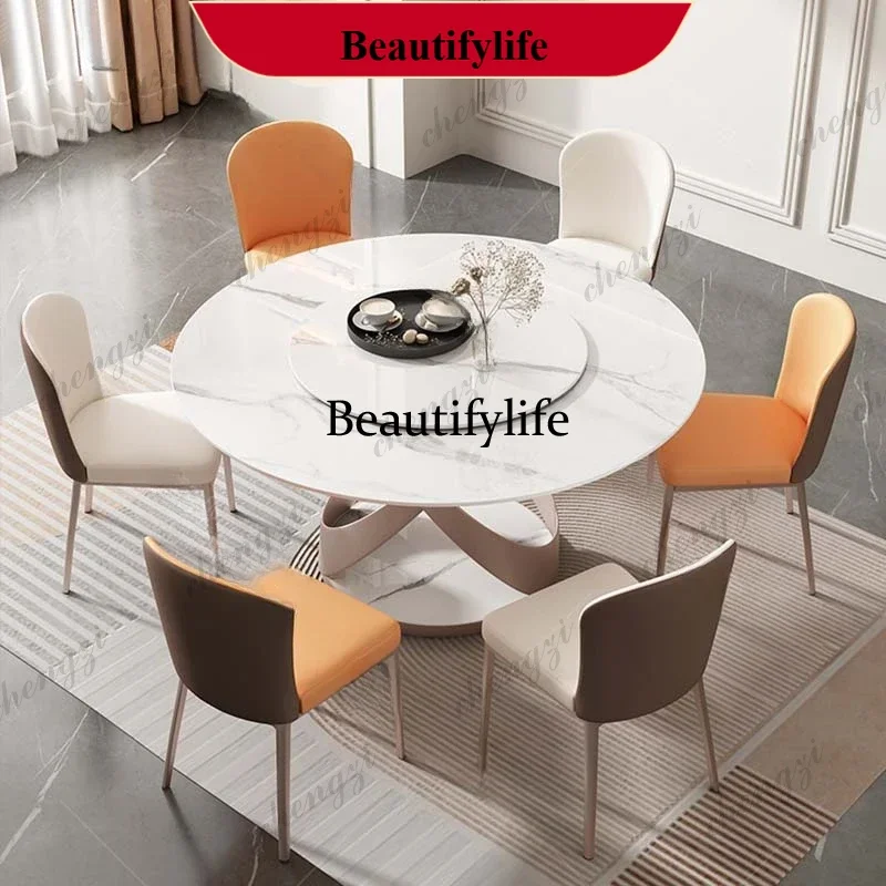 M178  Luxury Turntable Table Modern Unique Metal Design Round Dining Table Modern Living Room Mesa Redonda Comedor Kitchen Furni