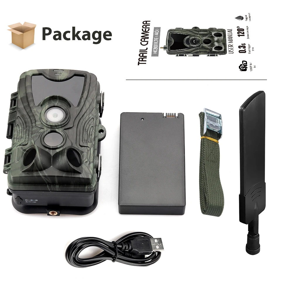 SuntekCam 4G LTE Hunting Trail Camera with Night Vision Digital Wild Game Camera with Rechargeable Li Battery HC-801LTE-Li