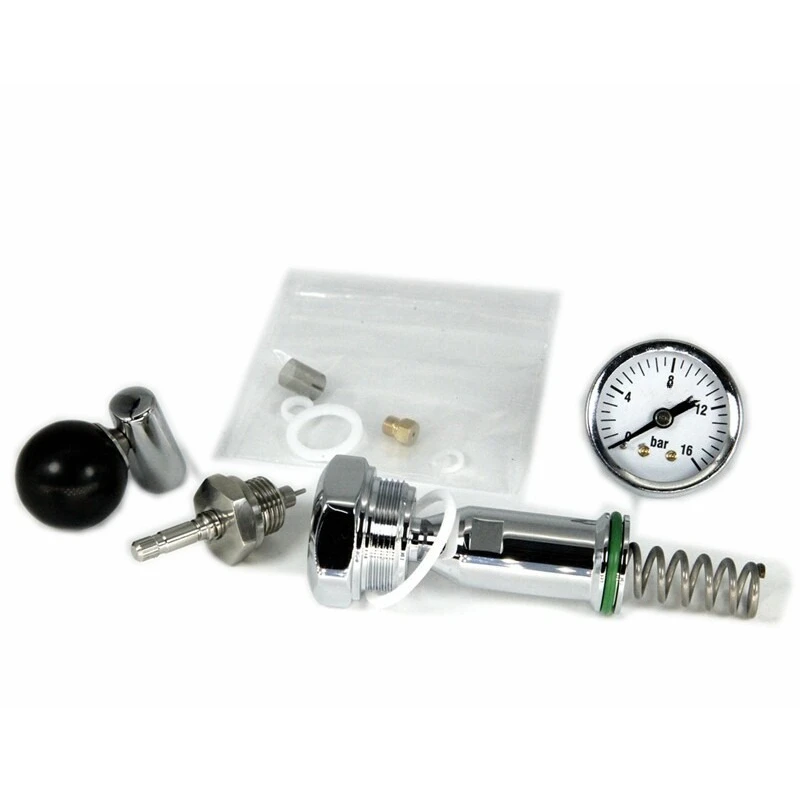 E61 coffee machine adjustable pressure needle flow restriction valve stem sight valve pressure gauge