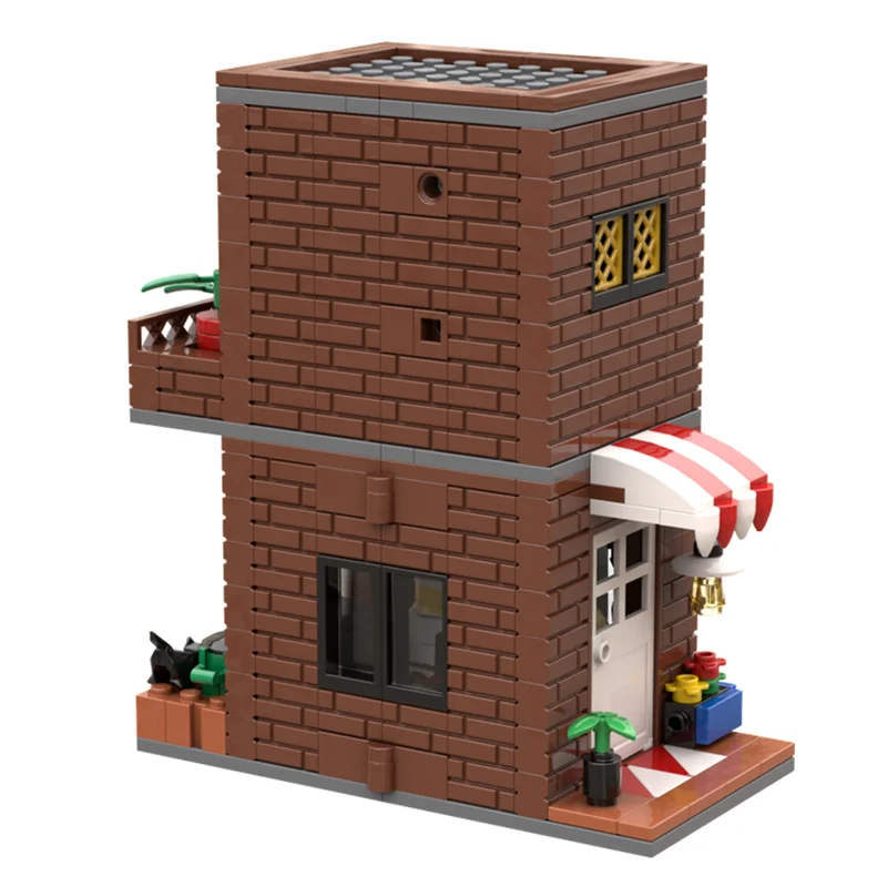 Moc tijolos de construção marrom avermelhado casa modelo tecnologia cidade rua vista bloco brinquedo diy montagem presentes do feriado natal