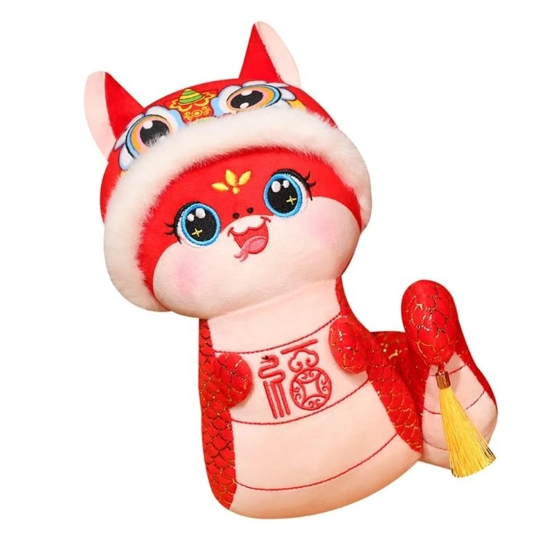 090B Snake Year Mascots Plushie Stuffed Animal Plush Toy Zodiacs Snake Plush Dolls Gifts for Annual Meeting Home Decorations
