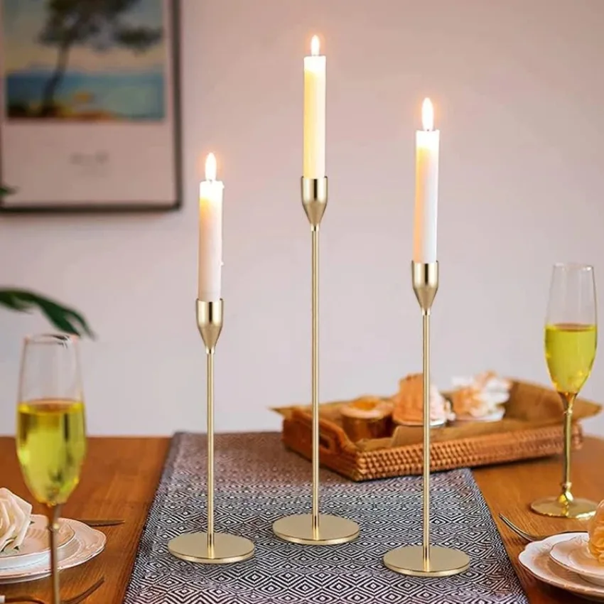 3Pc/Set European Style Metal Candle Holders Fashion Simple Wedding Table Decoration Party Living Room Candlestick Christmas Gift