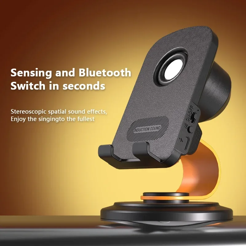

Mobile Phone Stand Smart Bluetooth Induction Speaker Adjustable 360 Desktop Live Tablet Bracket Cell Phone Holder Stand