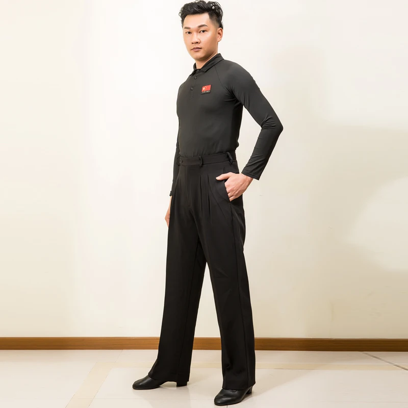 Black Latin Dance Pants For Men Ballroom Dance Practice Clothes Waltz Tango Salsa Dance Costume Competition Trousers DNV17983