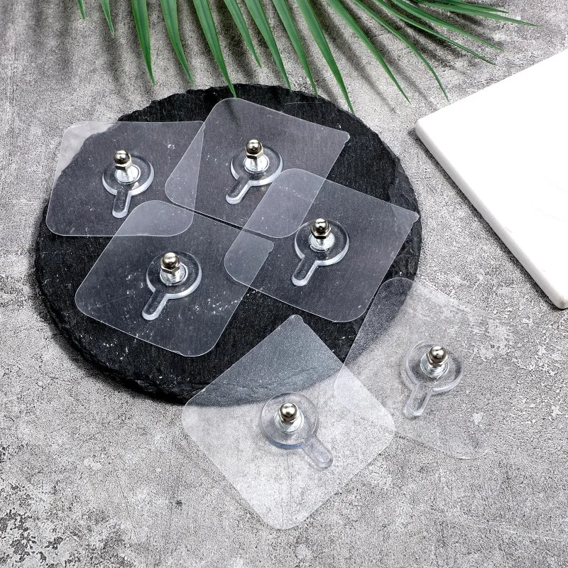 10/20/30/50pcs Self-Adhesive Hook Strong Adhesive Picture Frame Nails Hooks Transparent Seamless Wall Hangers Hanging Clock