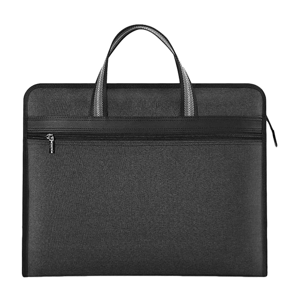 

Document Bag Handbag Portable File Tote Storage Holder Zipper Pouch Canvas Black Wallet Student School Folder