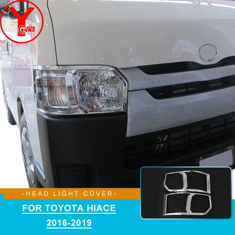 

YCSUNZ chrome headlight lamp cover for hiace van ABS car auto parts accessories For toyota hiace van 2016 2017 2018 accessories