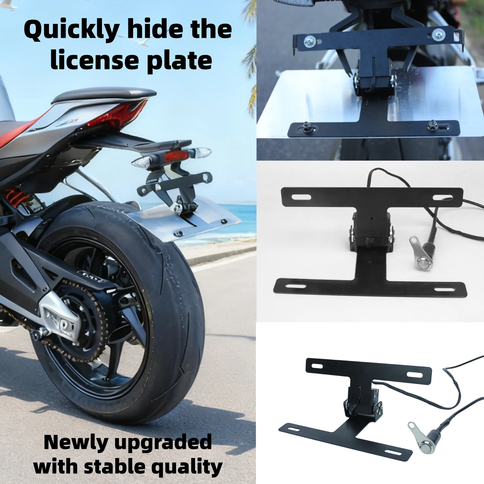 

motorcycles feature an automatic license plate holder that folds one-button start For SUZUKI GSX-8R 8S GSX-S1000 F 650F