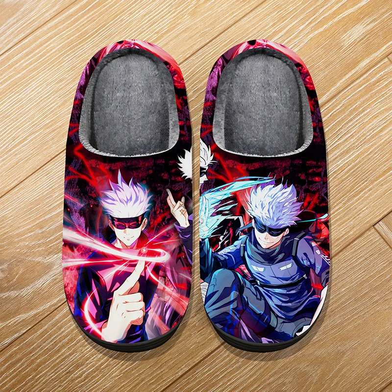 Custom Size Winter Home Warm Cartoon Slippers For Adult Kids Anime Jujutsu Kaisen Itadori Yuji Cosplay Indoor Cute Slippers