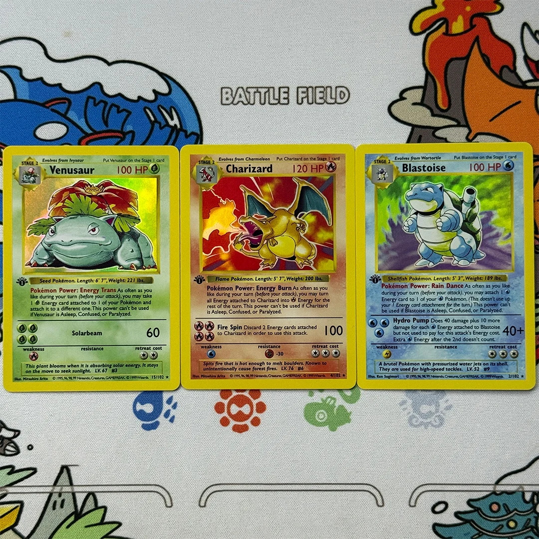 Proxy English 1999 P.M. Game #4 Charizard-HOLO 1st Edition Collector's Card Anime Gift PTCG Blastoise Venusaur Card