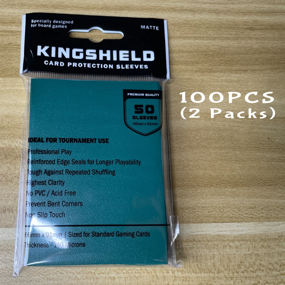 KINGSHIELD 66x91mm 100 buah Matte warna-warni ukuran standar lengan kartu ajaib TCG pelindung Perdagangan papan Tarot game Cover PKM