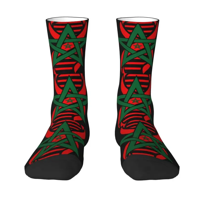 Moroccan Flag Its In My DNA Morocco Men Women Crew Socks Unisex Fashion 3D Print Dress Socks