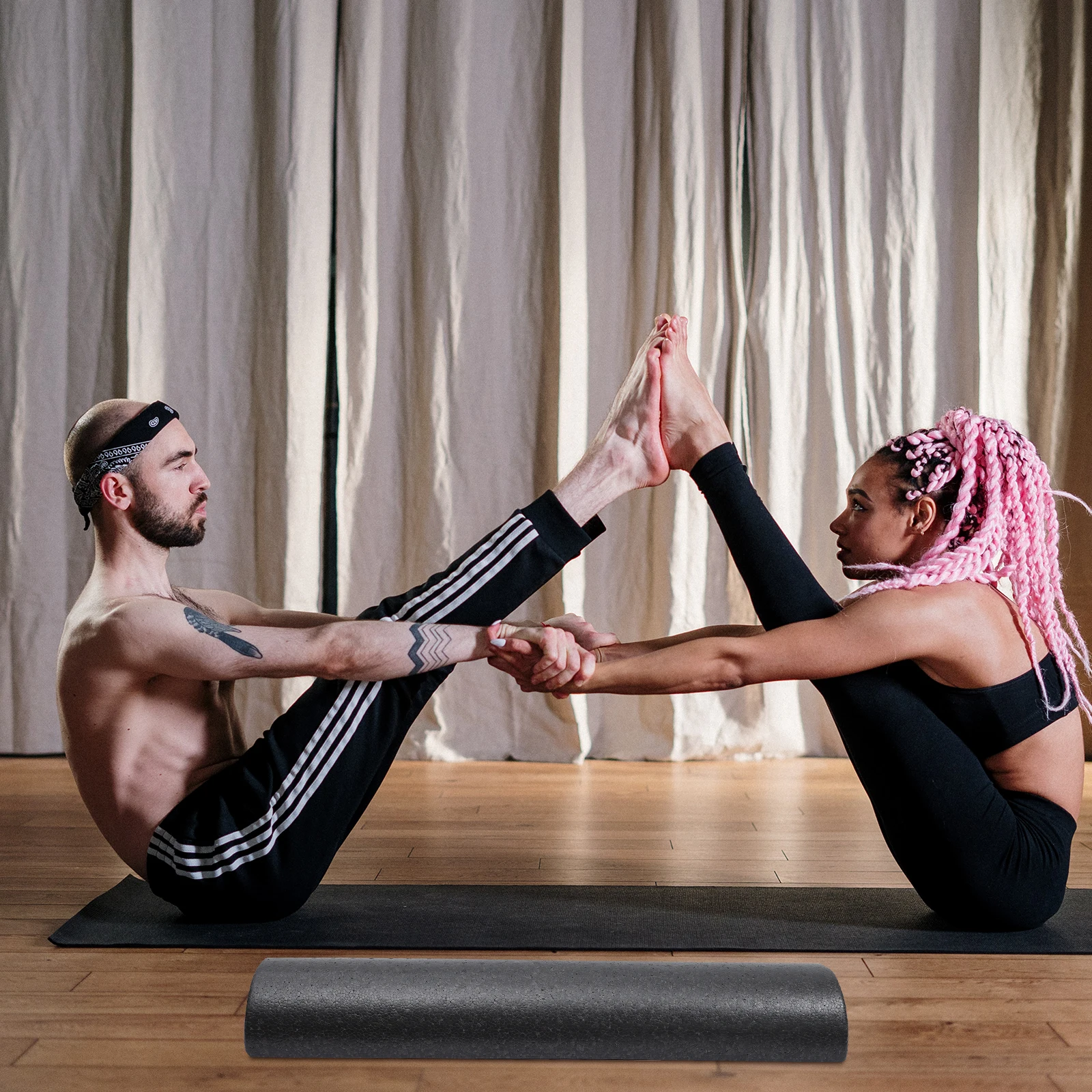 

Premium Semicircular Massage Fitness Roller For Back Shoulder Leg Muscle Recovery Pain Relief Durable Elastic Roller