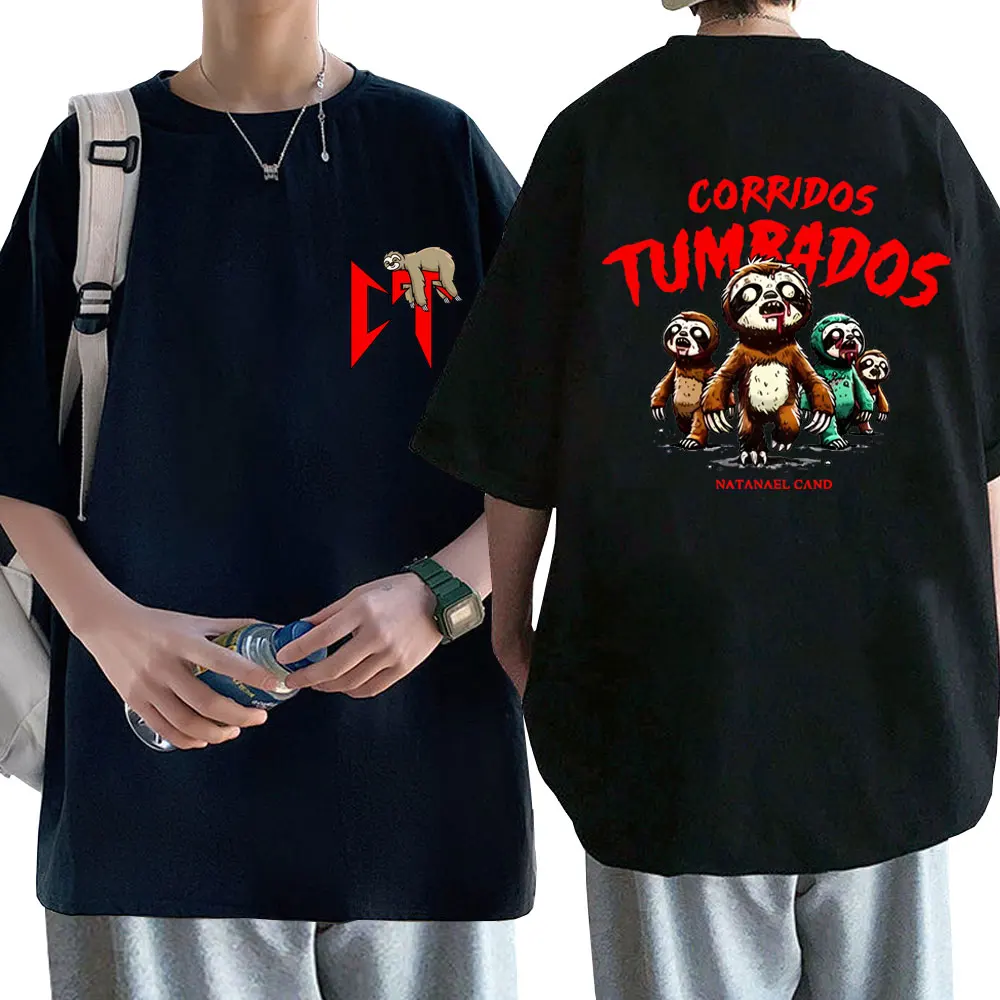 

Rapper Natanael Cano Sloth Graphic T-shirts Corridos Tumbados T Shirts Men Women Hip Hop Vintage Oversized Short Sleeve T-shirt