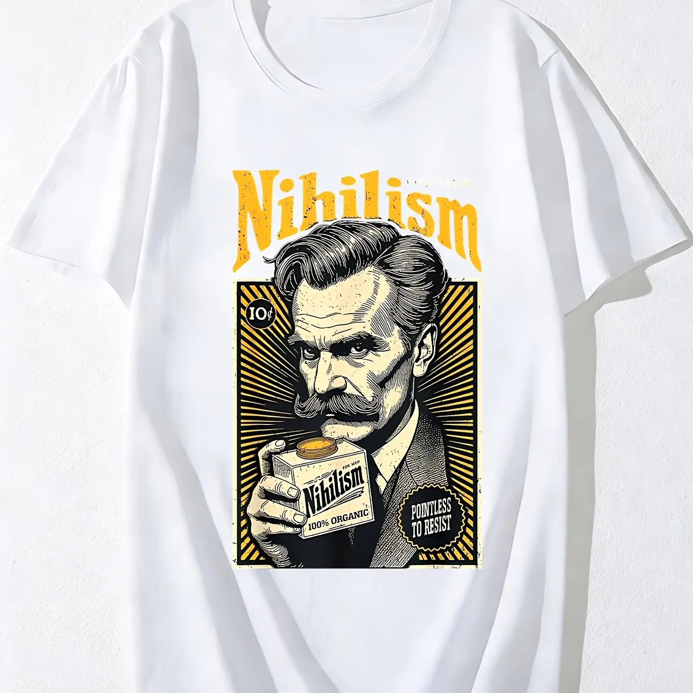 Men'S Nietzsche for Philosophy T-Shirt Vintage Nihilism Your Cigarette Graphic Tee Existentialist Apparel Soft Breathable Fabric