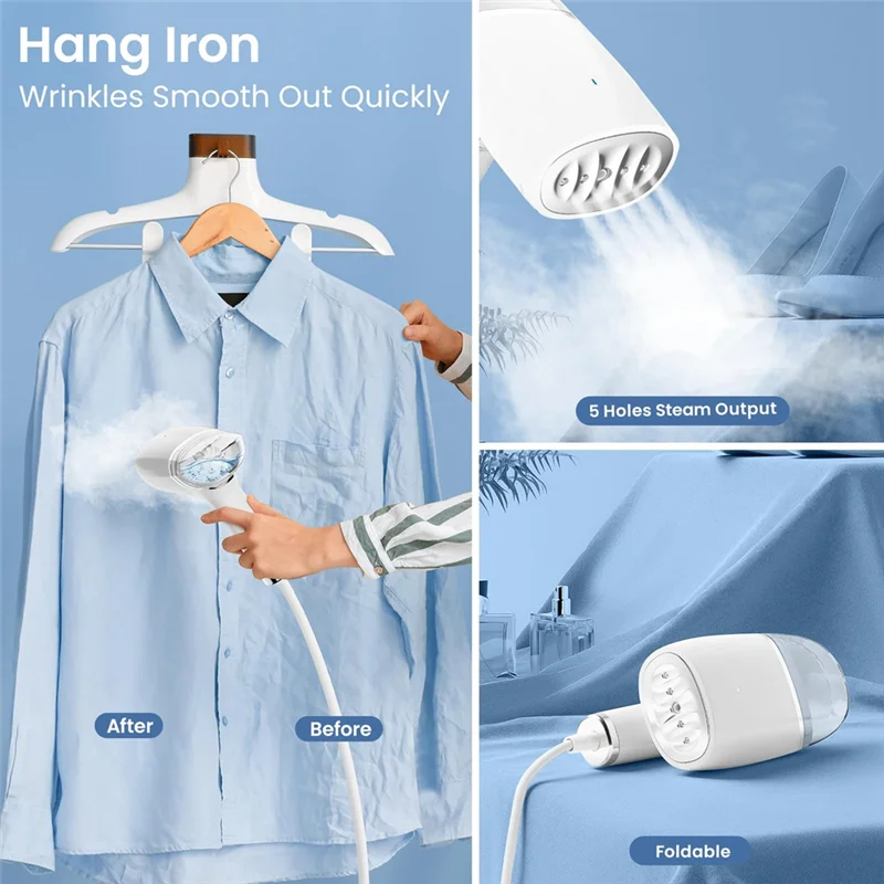 B58B-Foldable Mini Garment Steamer - Travel-Friendly Steam Iron With EU Plug For Quick Wrinkle Removal