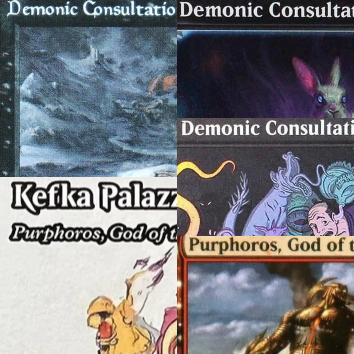 Consultas Demoníacas/Purphoros, Dios de la Forja, Cartas Proxy Mágicas TCG de Alta Calidad, Cartas Coleccionables de Juego de Mesa