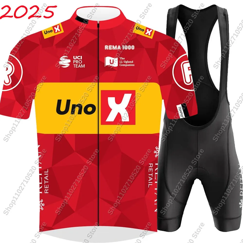 2025 UNO X Pro Team Cycling Jersey Set Summer Cycling Clothing Men's Kit Road Bike Shirts Suit Bicycle Bib Shorts MTB Uniform