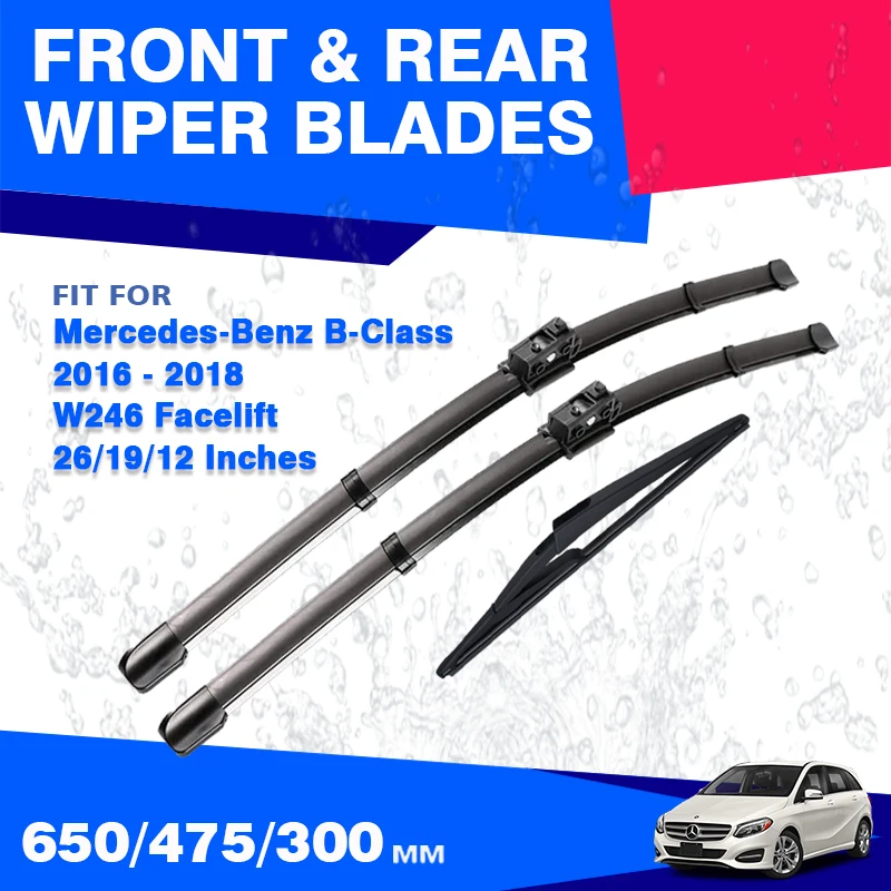 

For Mercedes Benz B Class W246 Facelift 2016 - 2019 Front Rear Wiper Blades Windshield Winscreen Accessories B200 B180 B250 B220