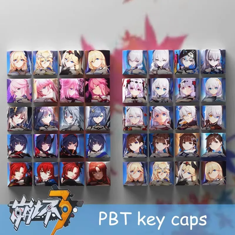 

4 Keys/set Honkai Impact 3 Keycaps PBT Dye Sublimation Key Caps For MX Switches Cherry Profile Anime Cartoon Keycap R4 Height