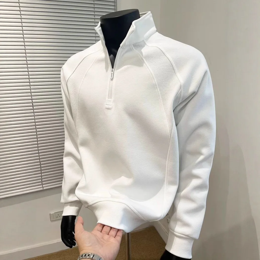 

American Trend Half Zipper Pullover Sweater Men's Spring and Summer 2026 New Loose Versatile Stand-up Collar T-shirt