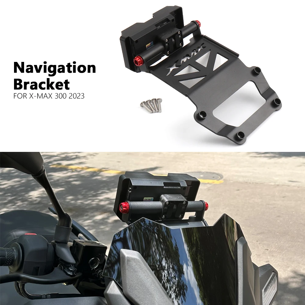 New Black Wireless charging Mobile Phone Navigation Bracket Support 22MM For YAMAHA X-MAX300 X-MAX 300 XMAX300 XMAX 300 2023