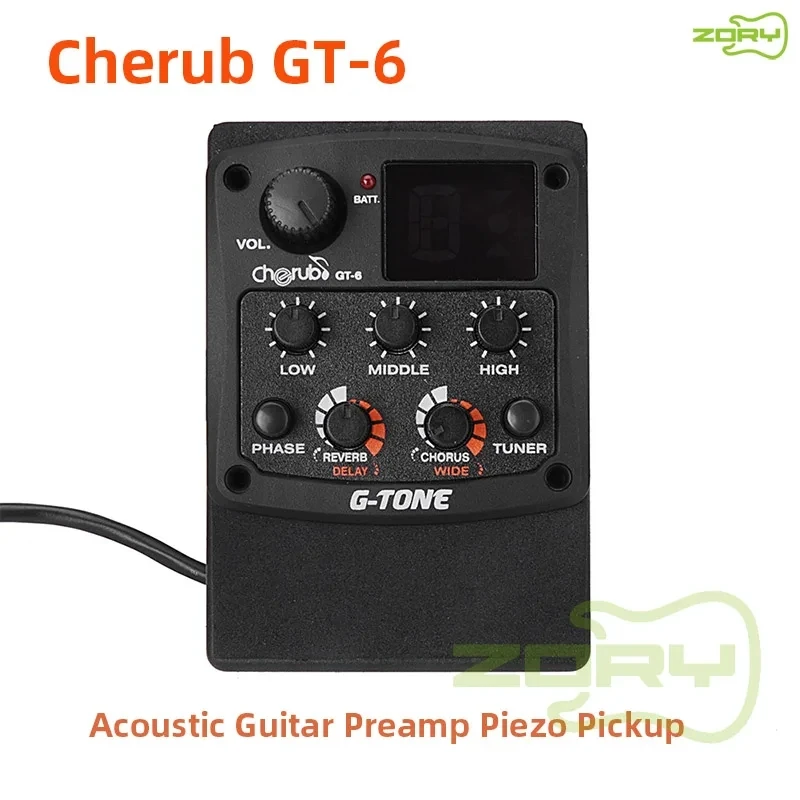 Cherub GT-6 gitara akustyczna przedwzmacniacz Piezo Pickup Reverb Delay chór 3 zespół korektor EQ LCD Tuner efekt dla przetworniki gitarowe części