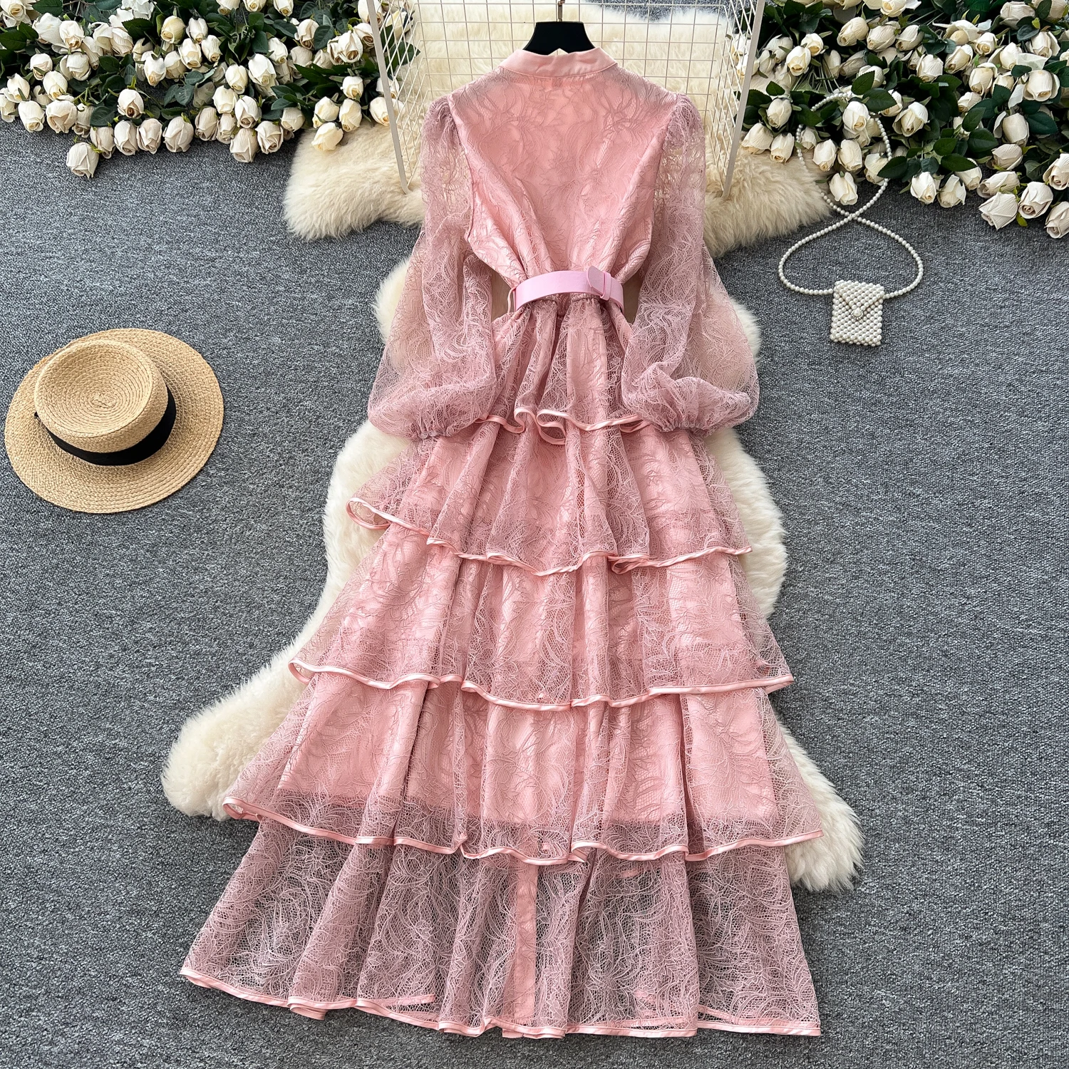 Elegancka, seksowna sukienka letnia w stylu vintage, zapinana na jeden guzik, z falbankami, w stylu boho, długa sukienka damska.