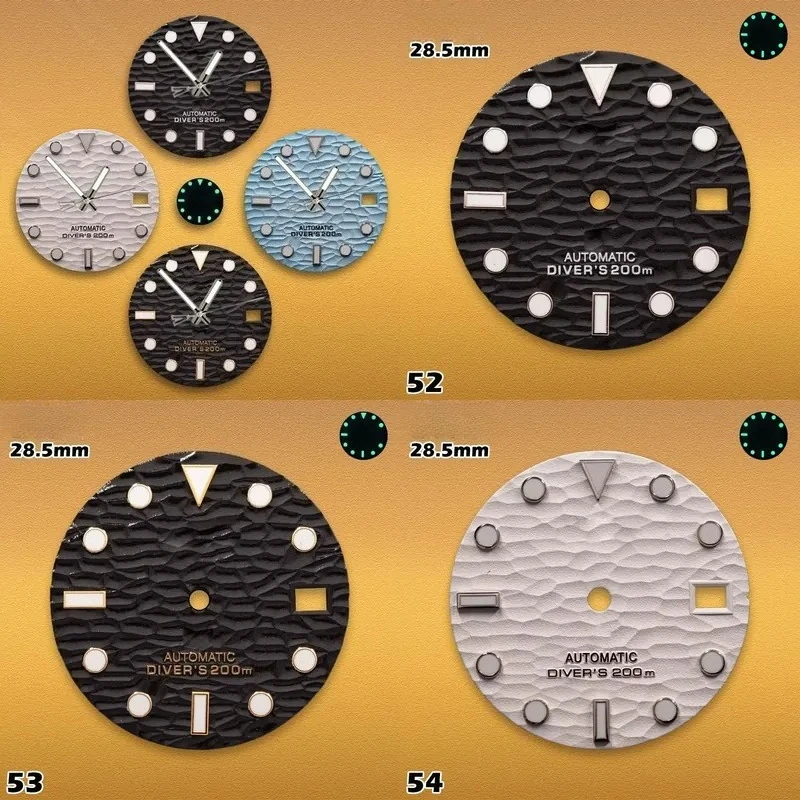 S-type 28.5mm Stripe Dial NH36/NH35 Movements C3 Green Luminous High Quality Watches for men Watch Modification