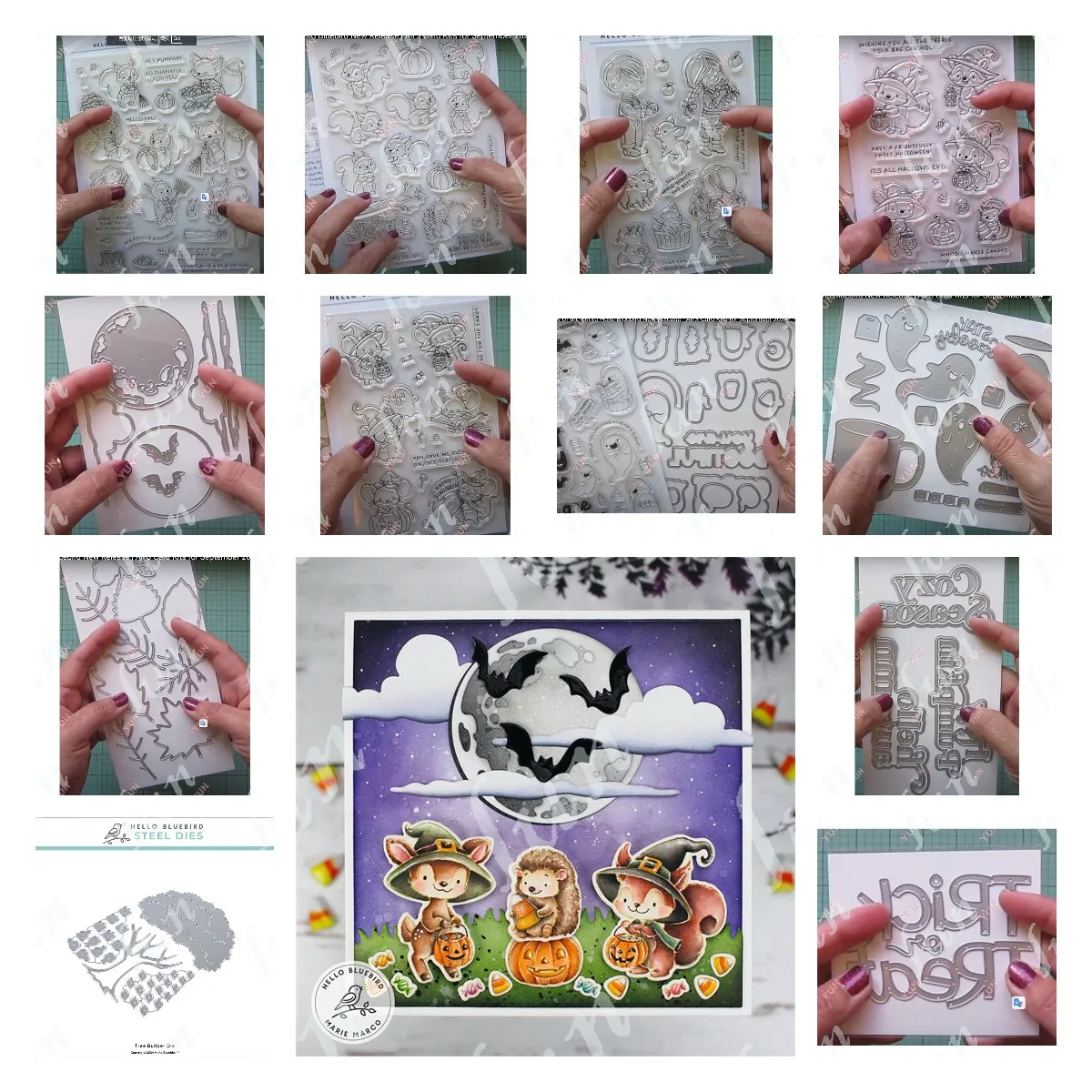 

Happy Fall Halloween Word Strips Clear Stamps and Cutting Dies Scrapbooking Paper Mold Craft Decoration Embossing Template