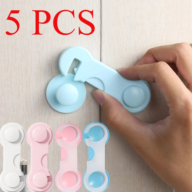 5Pcs Anti-pinch Baby Safety Lock for Cabinet Fridge Drawer Door Closure Child Security Protector Clear Anti-opening Locks