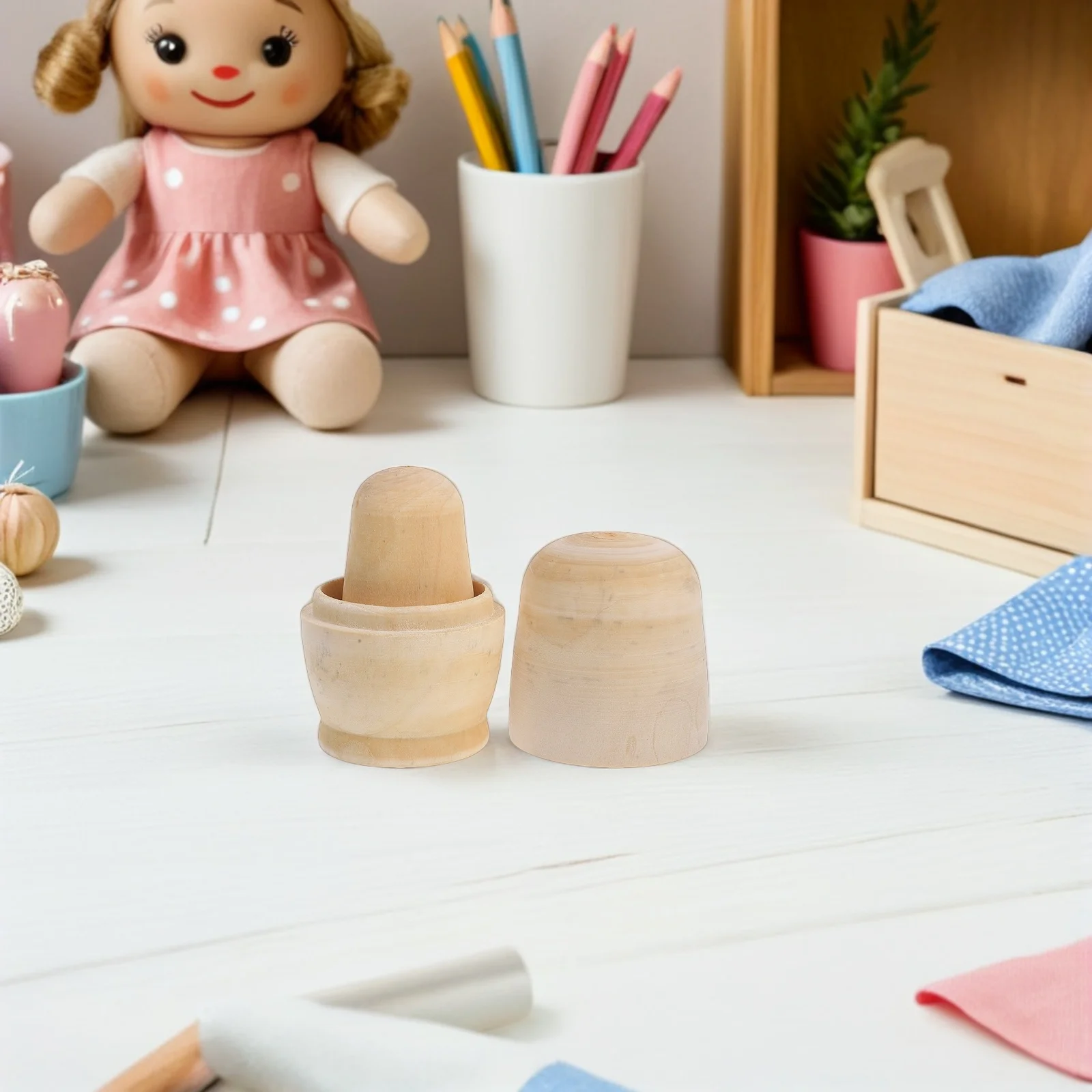 

5Sets Blank Russian Nesting DIY 5-Layer Wooden Matryoshka Kit Creative Painting Craft for Kids and Adults