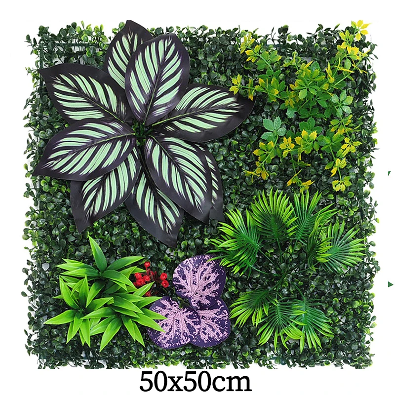 50x50cm Artificial Plant Green Wall Landscape Home Garden Jungle Decor Fake Plants Plastic Lawn Wall Panels Garden Fence Decorat