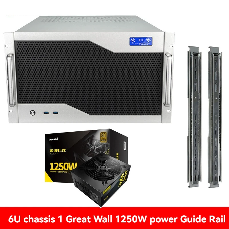 Chassis 6U scheda grafica multipla EATX doppia scheda madre alimentatore ATX 12 slot di espansione 360 AI AI server raffreddato ad acqua