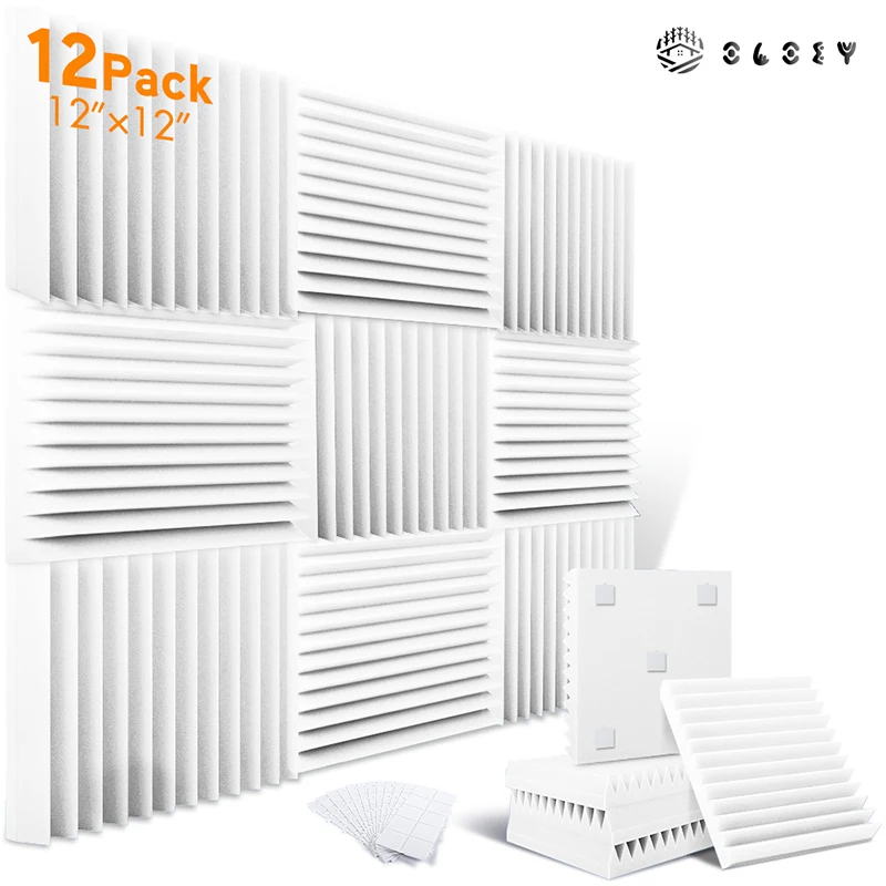 Sound-Absorbing Panel 12 Pack, Studio Sound Absorbing Noise Canceling Sponge Wall, High Density Acoustic Foam Home Decoration