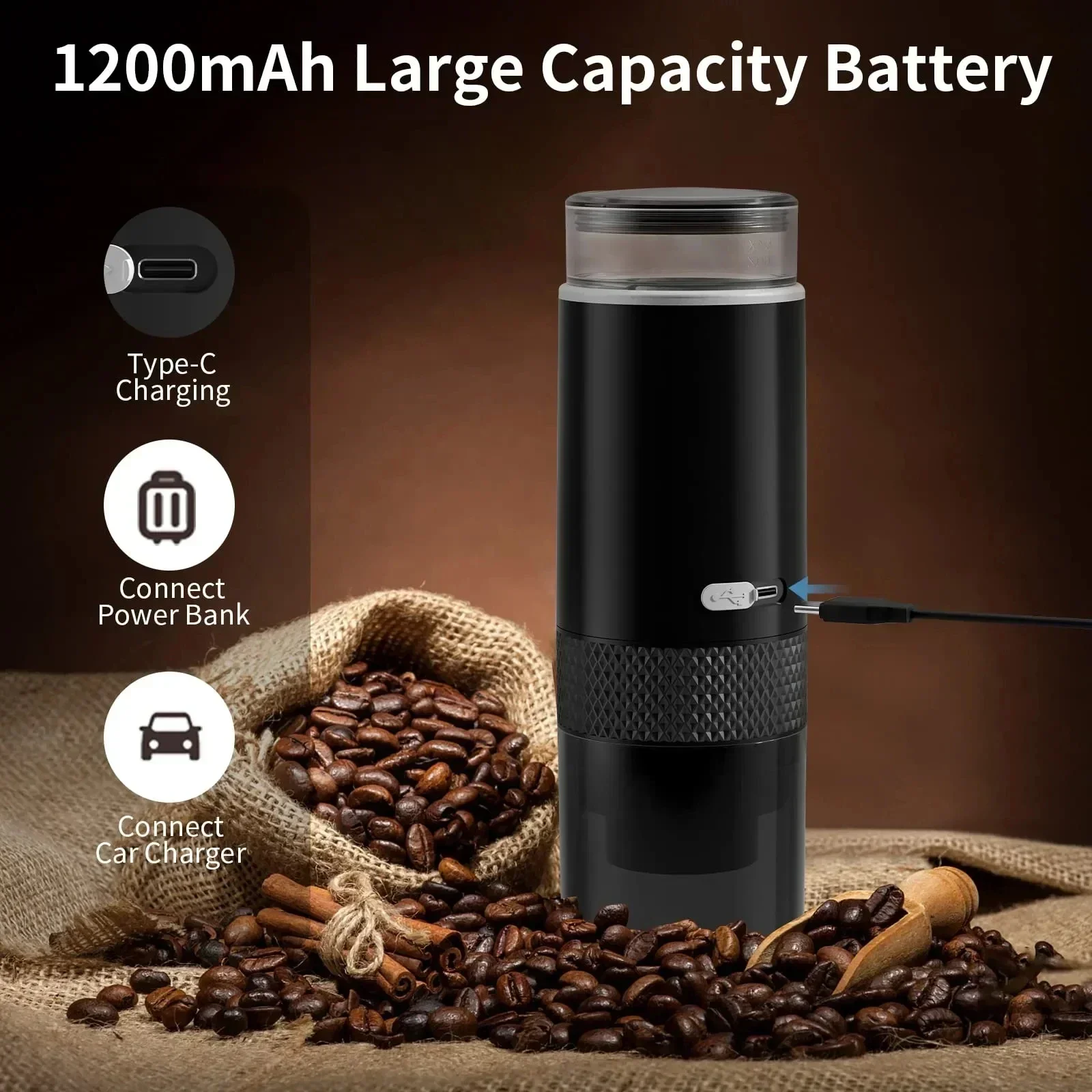 For 2024 New Portable Coffee Machine Coffee Maker Electric Capsule Ground Coffee Brewer Fit For Powder and  Capsul