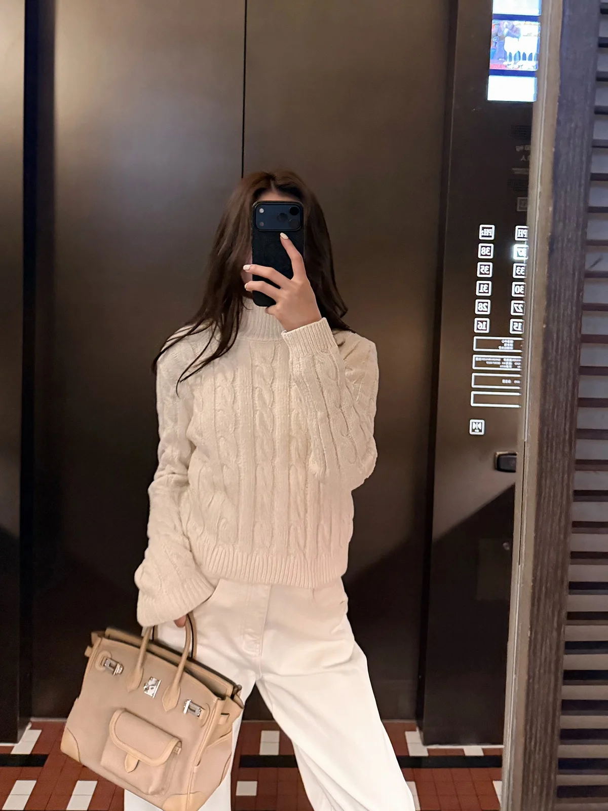 

Женский вязаный топ Zone с длинными рукавами, узором «косы», высоким воротом, зимний, модный, из полиэфирного волокна, свободного кроя, для повседневной носки