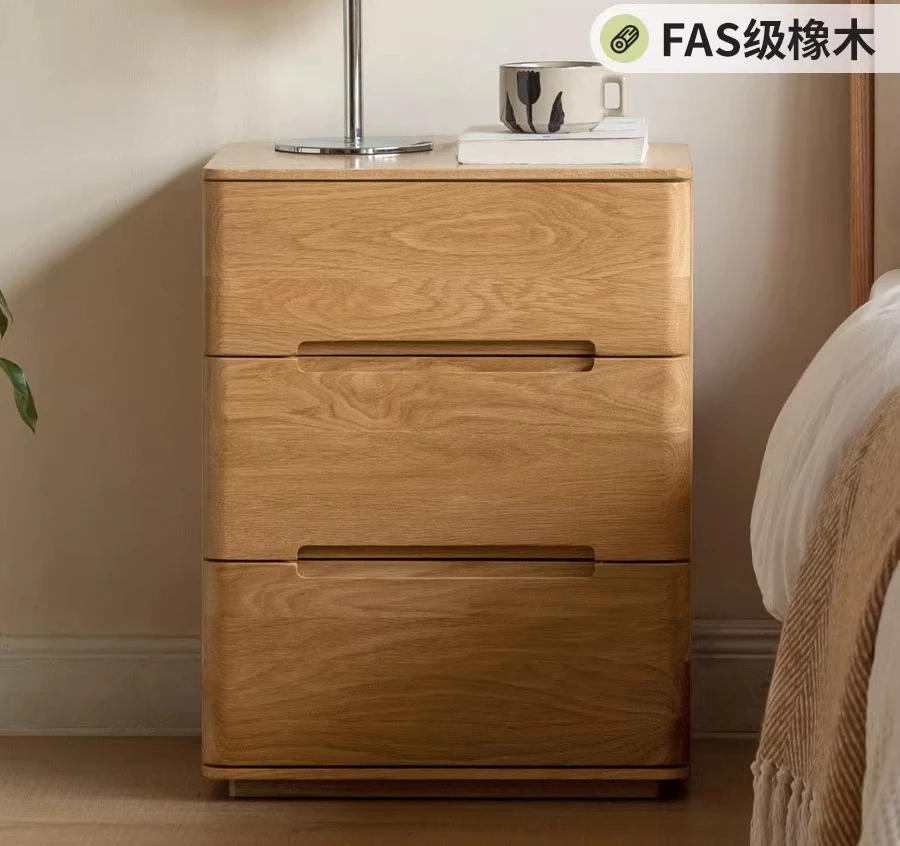 Genji wood language all solid wood bedside table modern simple oak floor storage cabinet Nordic bedroom locker chest cabinet