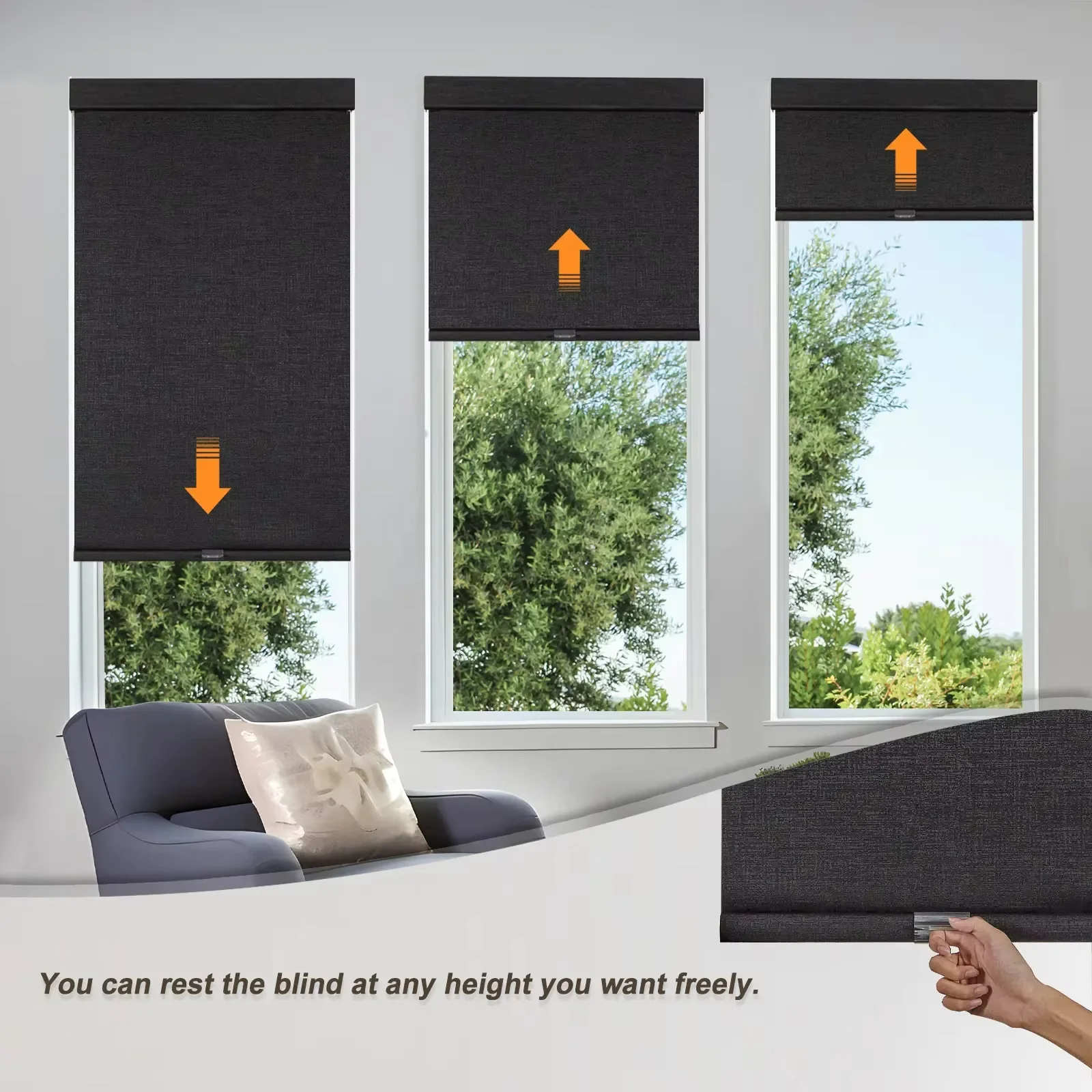 Wholesale Factory Price 100%Blackout Dustproof Thermal Insulation Wireproof Child Safe Cordless Roller Blinds For Bedroom