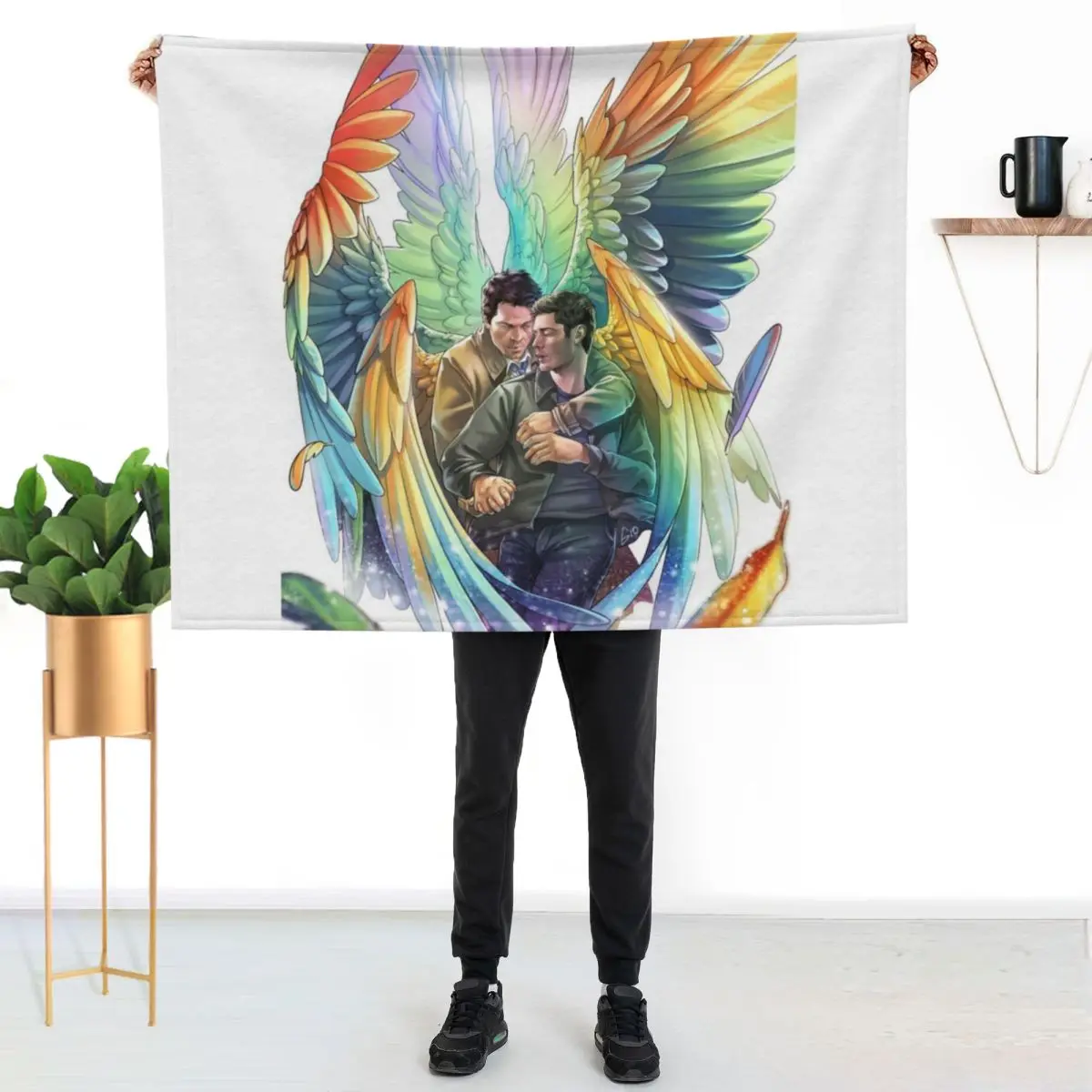 

Destiel Rainbows Throw Blanket Lightweight Cozy Blanket for Bed Sofa