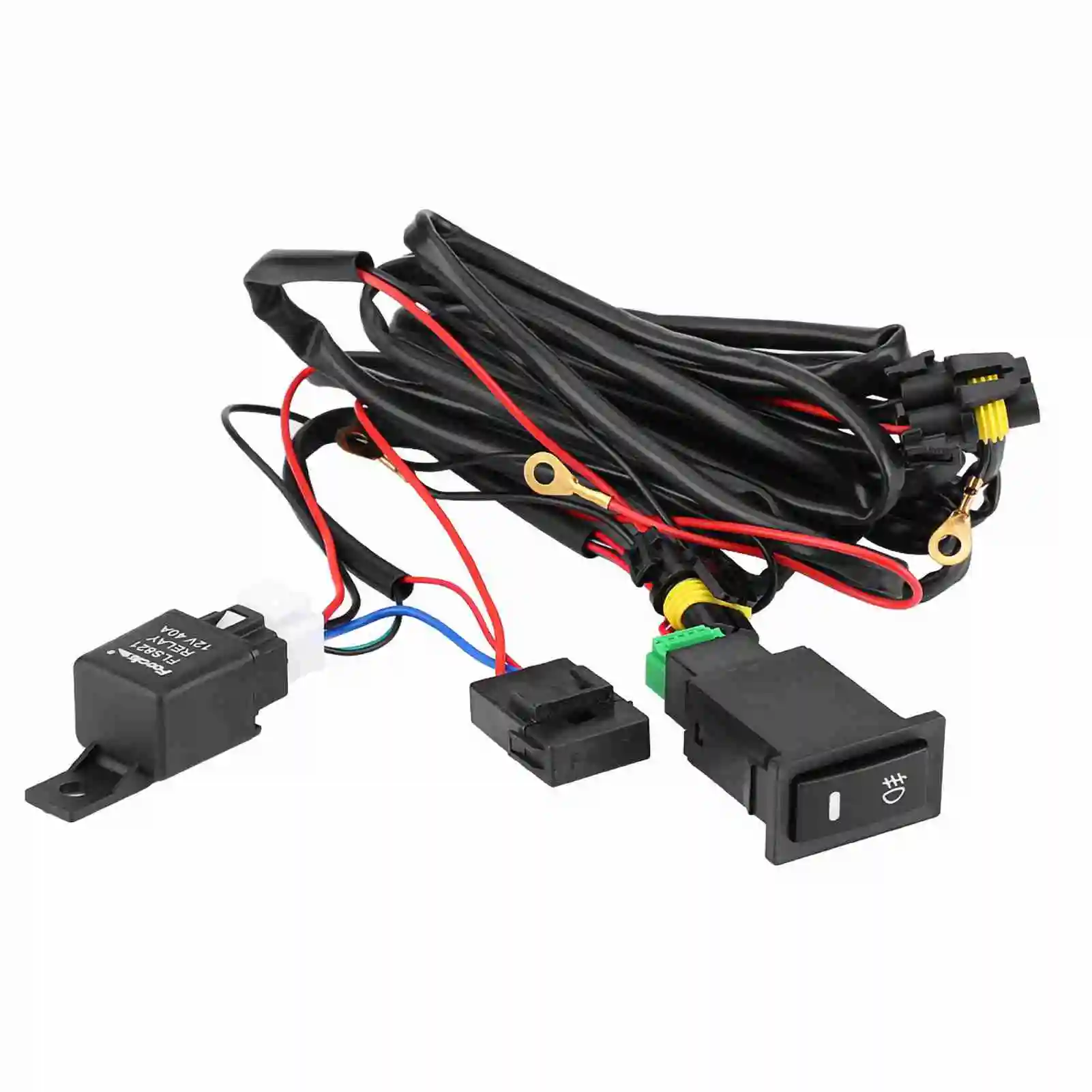 

Fog Light Wiring Kit LED Wiring Relay 12V Universal Car LED Fog Light On/Off Wiring Harness Relay Switch Kit